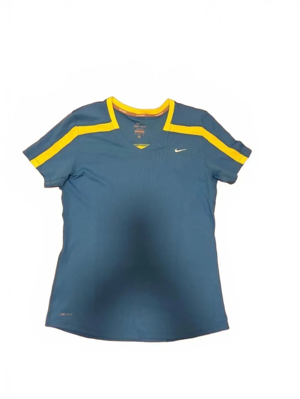 Nike Dri-FIT Women's Athletic T-Shirt Blue and Yellow Size Medium